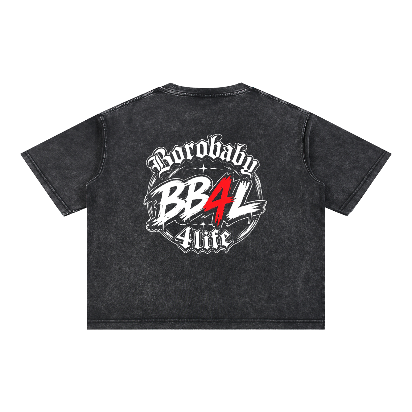 Mineral Wash “Borobaby4Life” Boxy Cotton T-Shirt